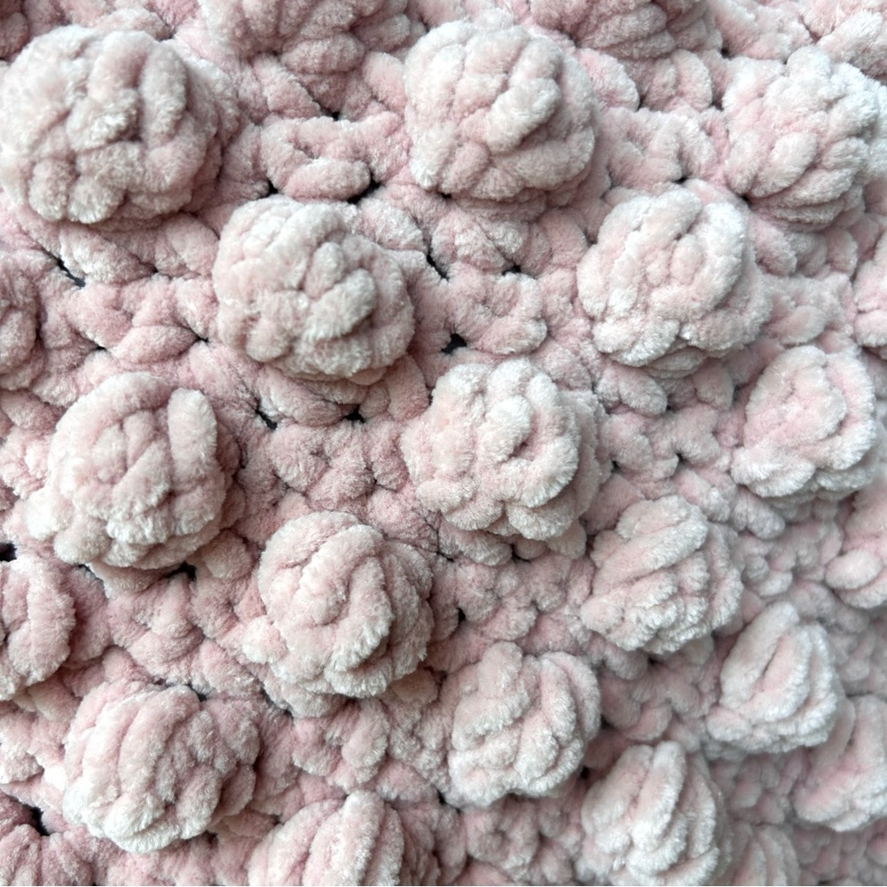 Handmade Bobble Pillow - Insert Included - Blush Pink Crochet Pillow Cover - Picture 4 of 4